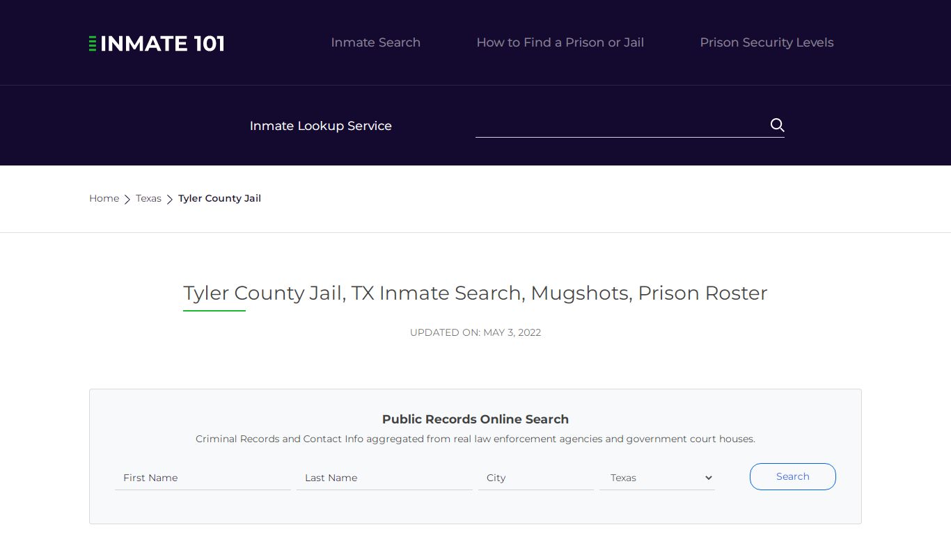 Tyler County Jail, TX Inmate Search, Mugshots, Prison ...